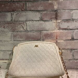 Anne Klein Cream Embossed Crossbody with Gold Hardware